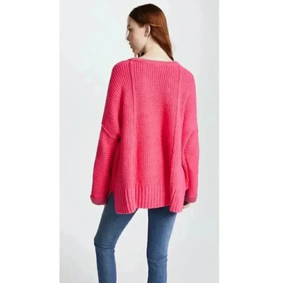 Free People Pink Take Me Over V-Neck Sweater - Picture 6 of 8